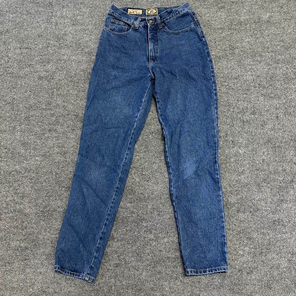 Express Jeans Womens Size 7/8 Blue High Waisted Mom Tapered Leg Cotton